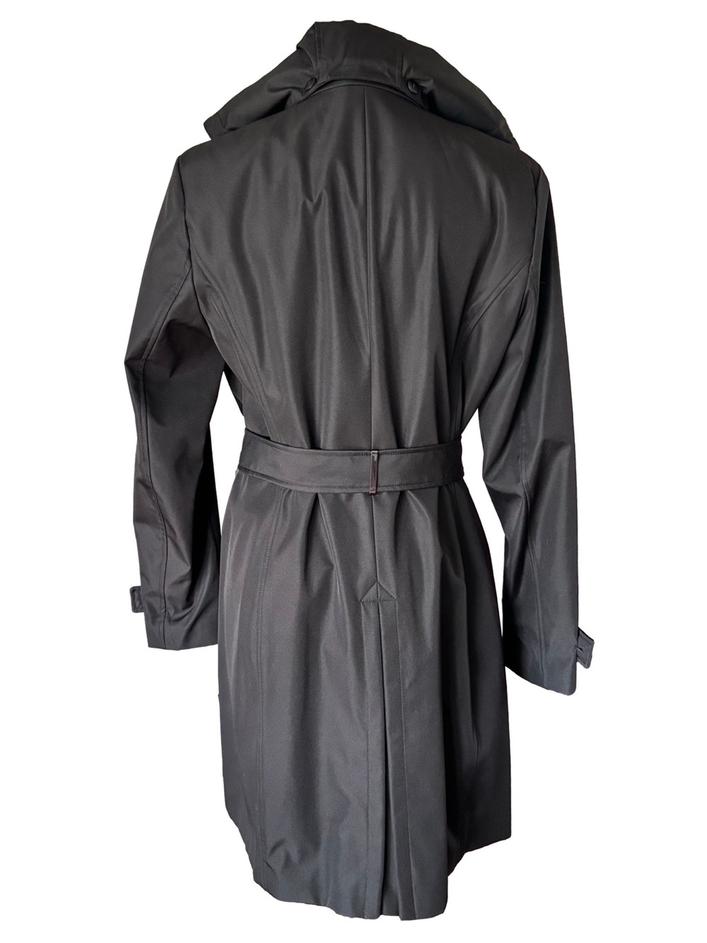 NWT Calvin Klein Belted Trench Rain Jacket Removable Hood - black - medium - Picture 11 of 14